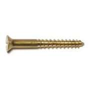 MIDWEST FASTENER Wood Screw, #8, 1-1/2 in, Plain Brass Flat Head Slotted Drive, 24 PK 61676